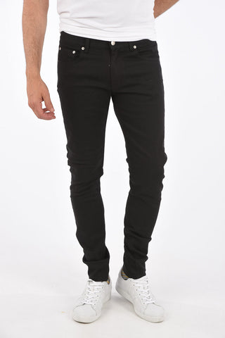 jeans con ricamo in denim stretch 15cm