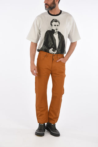 Mid-rise waist belt loops trousers