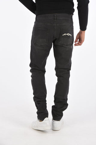 17cm embroidered logo Mid-rise waist jeans