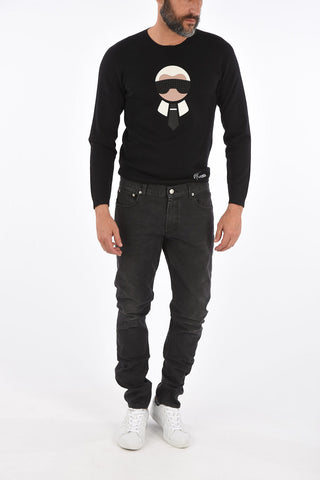 17cm embroidered logo Mid-rise waist jeans