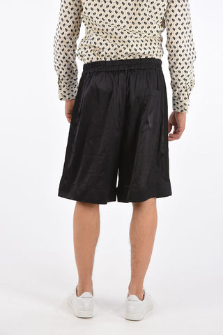 shorts in seta con coulisse in vita