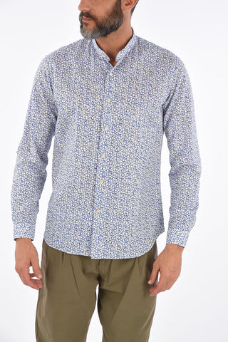 printed mandarin collar shirt