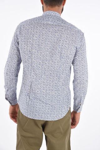 printed mandarin collar shirt