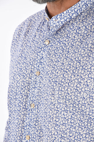 printed mandarin collar shirt