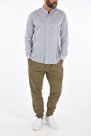printed mandarin collar shirt
