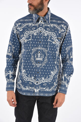 anthemion-print snap button shirt