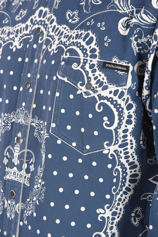 anthemion-print snap button shirt