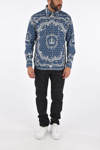 anthemion-print snap button shirt