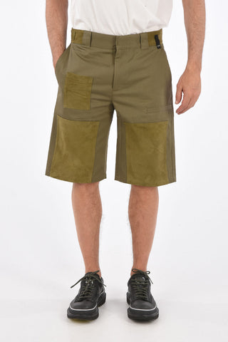 cotton shorts with suede leather details