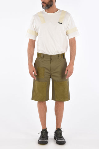 cotton shorts with suede leather details