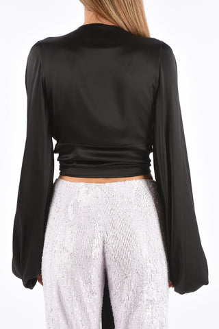 silk wrap blouse with Plunging Neckline