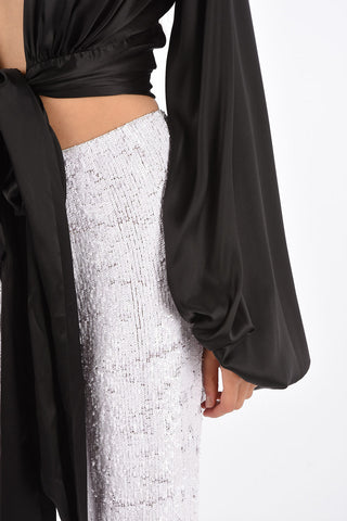 silk wrap blouse with Plunging Neckline