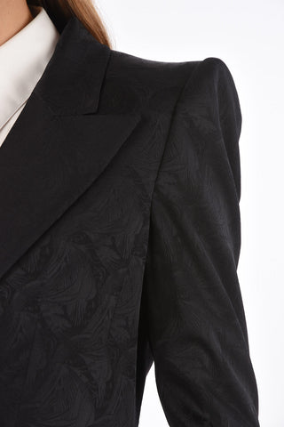 abstract print silk peak lapel 1-button blazer