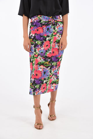 floral-print silk midi gonna