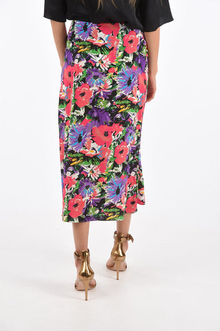 floral-print silk midi gonna