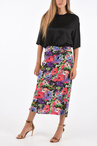 floral-print silk midi gonna