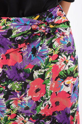 floral-print silk midi gonna