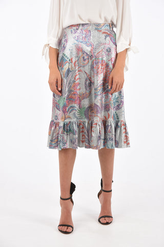 abstract print lurex trumpet skirt