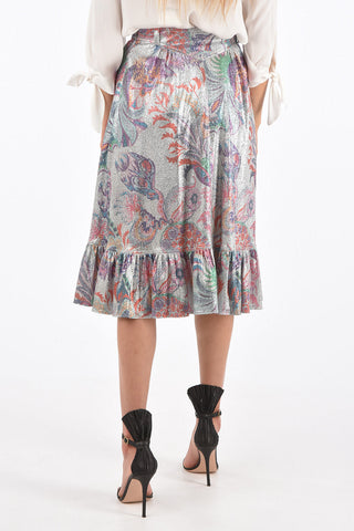 abstract print lurex trumpet skirt