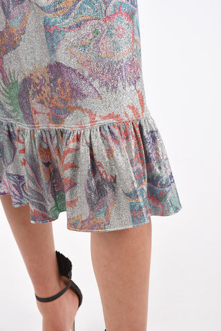 abstract print lurex trumpet skirt