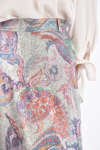 abstract print lurex trumpet skirt