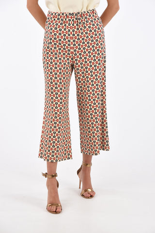 Printed high-rise waist bootcut capri pants