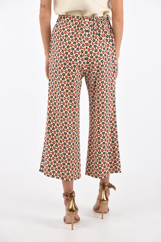 Printed high-rise waist bootcut capri pants