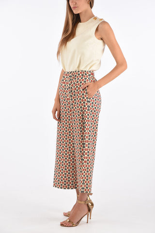 Printed high-rise waist bootcut capri pants