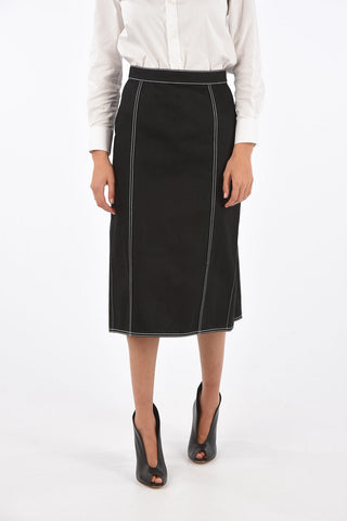 denim high-rise waist gonna with pleates