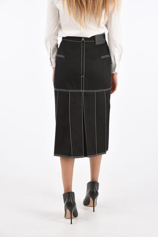 denim high-rise waist gonna with pleates