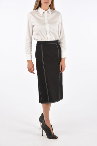 denim high-rise waist gonna with pleates