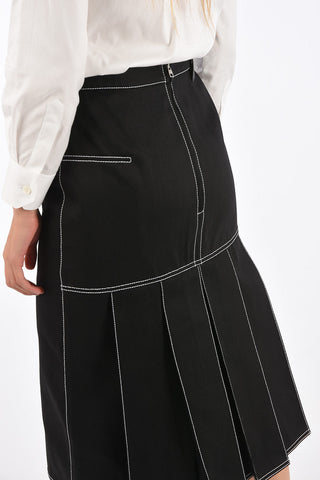 denim high-rise waist gonna with pleates