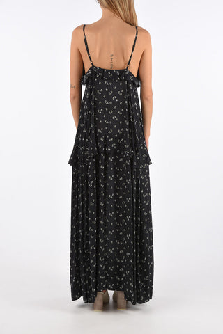 floral-print ruffled maxi sun dress