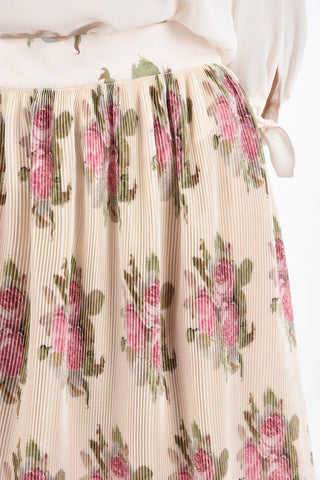 roses-print high-rise waist midi accordion skirt