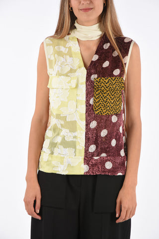 MARGHERITA sleeveless tie neck collar blouse