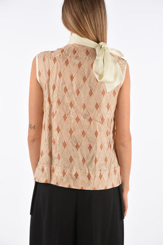 MARGHERITA sleeveless tie neck collar blouse