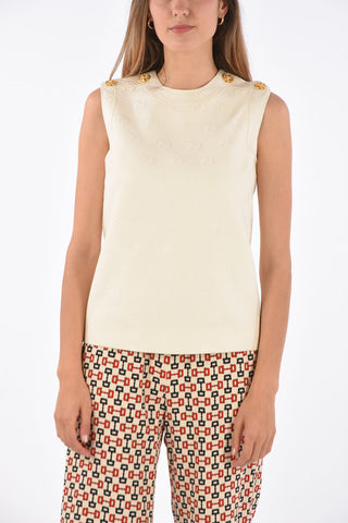 Golden buttons top with zip back closure