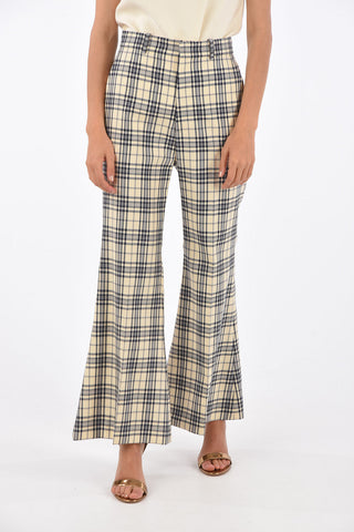 pantalone bootcut tartan a vita alta