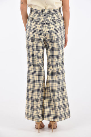 pantalone bootcut tartan a vita alta