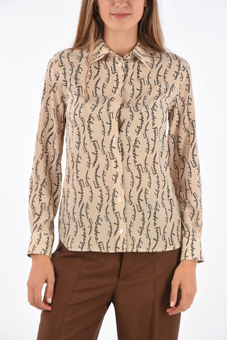 blusa in seta con logo