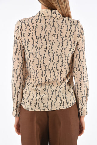 blusa in seta con logo
