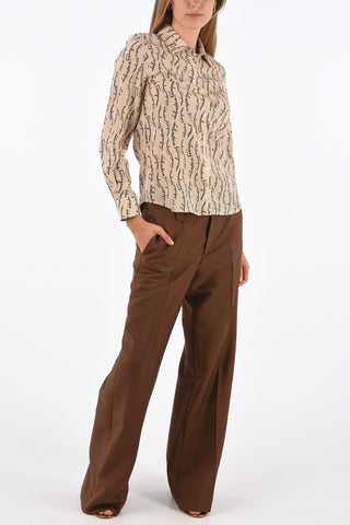 blusa in seta con logo