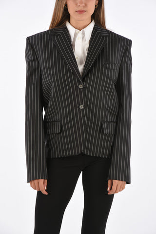 pinstriped no vent 2-button blazer