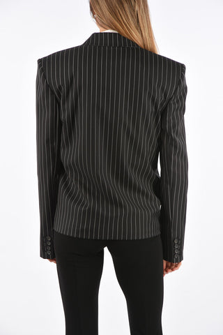 pinstriped no vent 2-button blazer