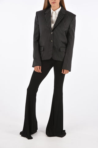 pinstriped no vent 2-button blazer