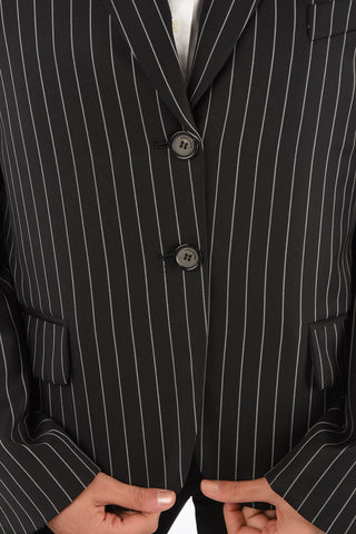 pinstriped no vent 2-button blazer