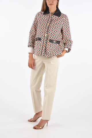 leather details blazer with golden buttons