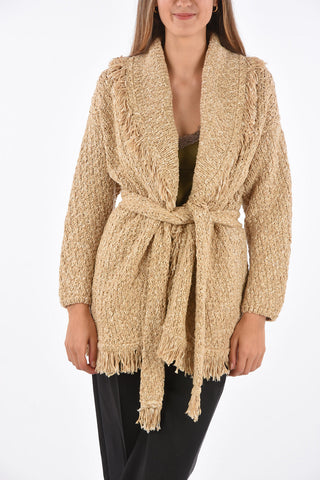 Oversized Raw Cardigan with belt