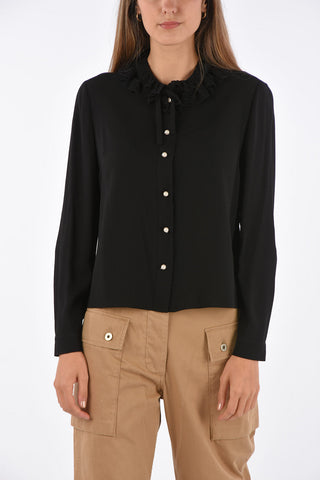 blusa sable’ collo a fiocco e pizzo