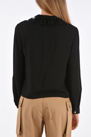 blusa sable’ collo a fiocco e pizzo